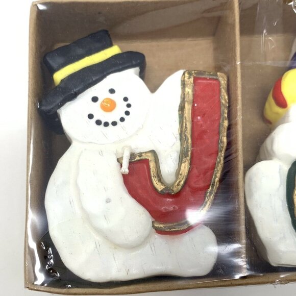 Christmas Candles Snowman JOY Santa Claus Figural Set of 6 Small Tea Lights - Picture 2 of 7